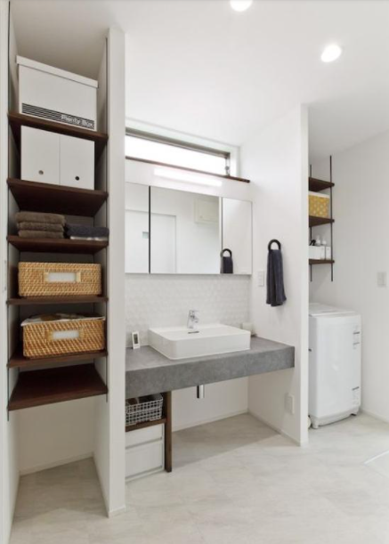 整體浴室柜尺寸：浴室收納這招最高！洗手臺(tái)旁裝立柜，太好用了!